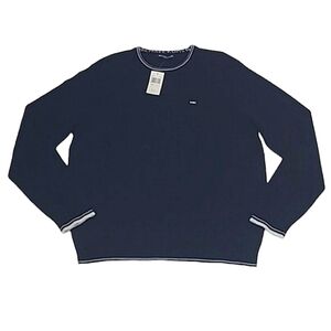 Michael Kors Fall 1 Sweater Crew Neck Midnight Blue Cable Knit Pullover Cardigan